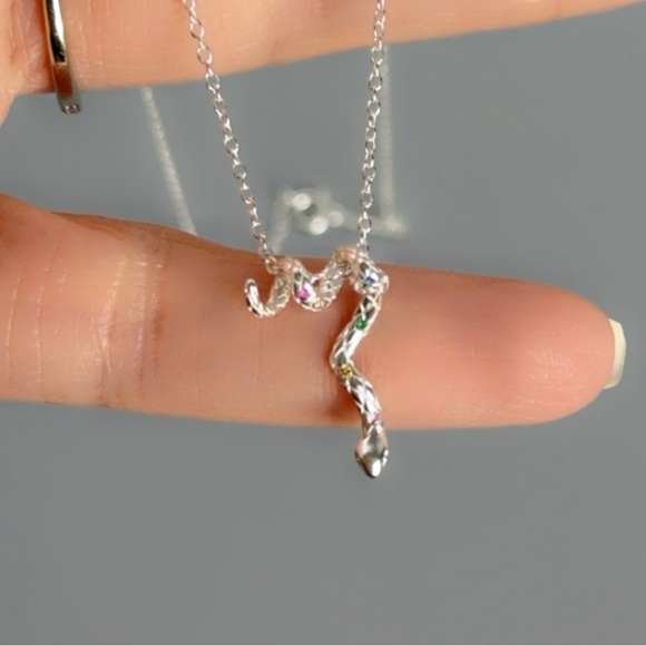 Sterling Silver Rainbow Snake Necklace - Picture 13 of 13